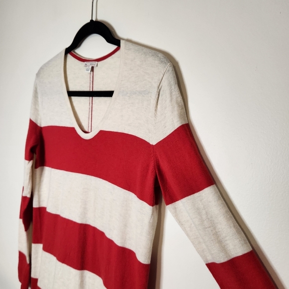 Gap v neck striped tunic sweater red cream small - Picture 10 of 14